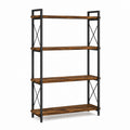 Bücherregal 4 Ebenen Braun Schwarz Spanplatte Stahl Rechteckig 120 x 30 x 180 cm
