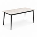 Gartentisch rechteckig Weiß Schwarz Keramik Stahl 140 x 80 x 75 cm