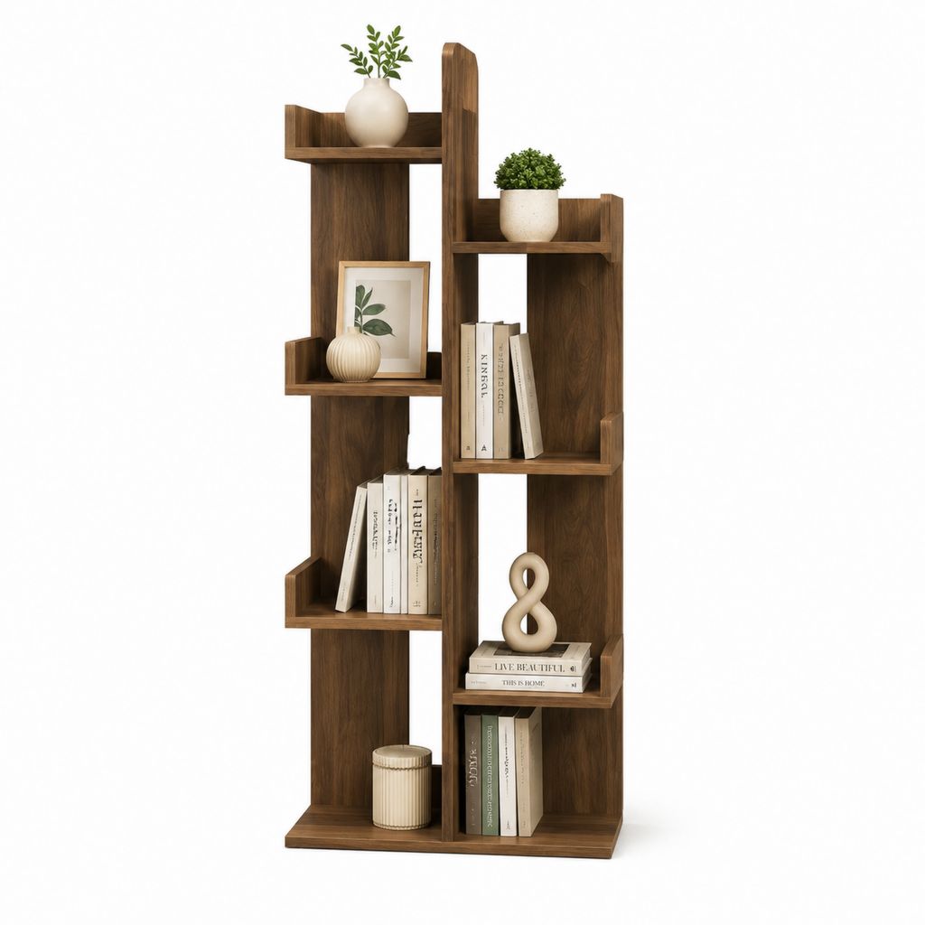 Bücherregal Nussbraun aus Spanplatte asymmetrisch 80 x 30 x 180 cm