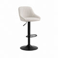 Barhocker mit Armlehnen Beige Polyester-Samt Schwarz Stahl höhenverstellbar 92-113 cm