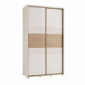 Schwebetürenschrank 2-türig Creme Eicheoptik Spanplatte rechteckig 120 x 60 x 200 cm