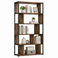 Bücherregal Standregal rustikalbraun schwarz aus Spanplatte und Stahl 80 x 30 x 180 cm