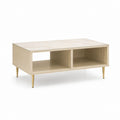 Couchtisch Creme MDF rechteckig mit 2 offenen Fächern 110 x 60 x 45 cm