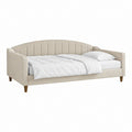 Schlafsofa Tagesbett Beige mit Polyesterbezug geschwungener Rückenlehne und Liegefläche 90 x 200 cm