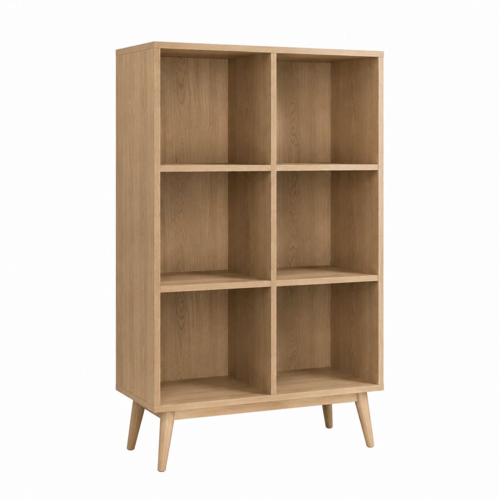 Bücherregal Eichenoptik Holzwerkstoff rechteckig mit 6 offenen Fächern 90 x 35 x 180 cm