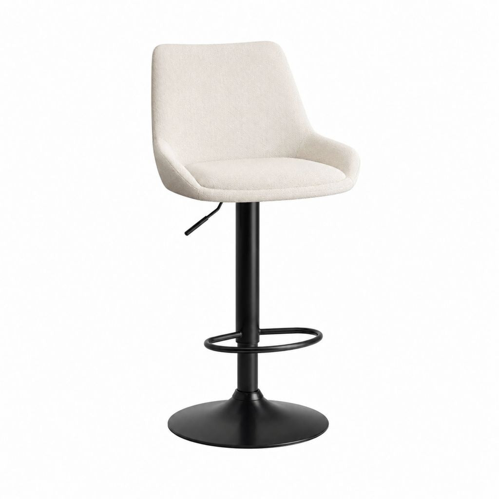 Barhocker höhenverstellbar Beige Polyester Stahl mit Rundfuß 51 x 52 x 92-113 cm