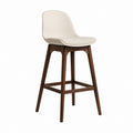 Barhocker Beige mit gepolstertem Sitz und Gestell aus massivem Walnussholz 45 x 52 x 104 cm Sitzhöhe 75 cm