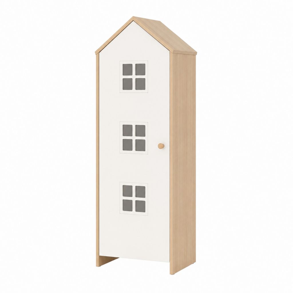 Kinderkleiderschrank Hausform Weiß Eiche MDF 60 x 40 x 180 cm