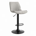 Barhocker Grau mit Polyester-Mikrofaserbezug Höhenverstellbar Drehbar 48 x 54 x 92-113 cm