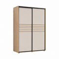 Schwebetürenschrank Beige Eiche Dekor Spanplatte rechteckig 120 x 60 x 200 cm