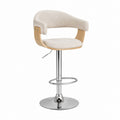 Barhocker höhenverstellbar Creme Bouclé-Polyester Sperrholz Rund 56 x 54 x 89-109 cm
