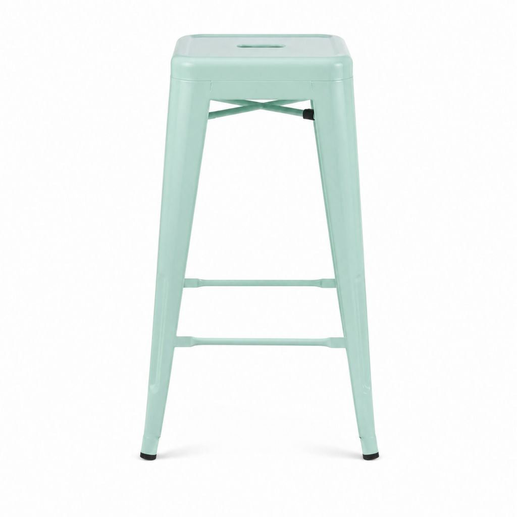 Barhocker Mintgrün aus pulverbeschichtetem Stahl 76 cm mit quadratischer Sitzfläche