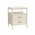 Beistelltisch mit 2 Schubladen Creme pulverbeschichteter Stahl rechteckig 50 x 40 x 65 cm
