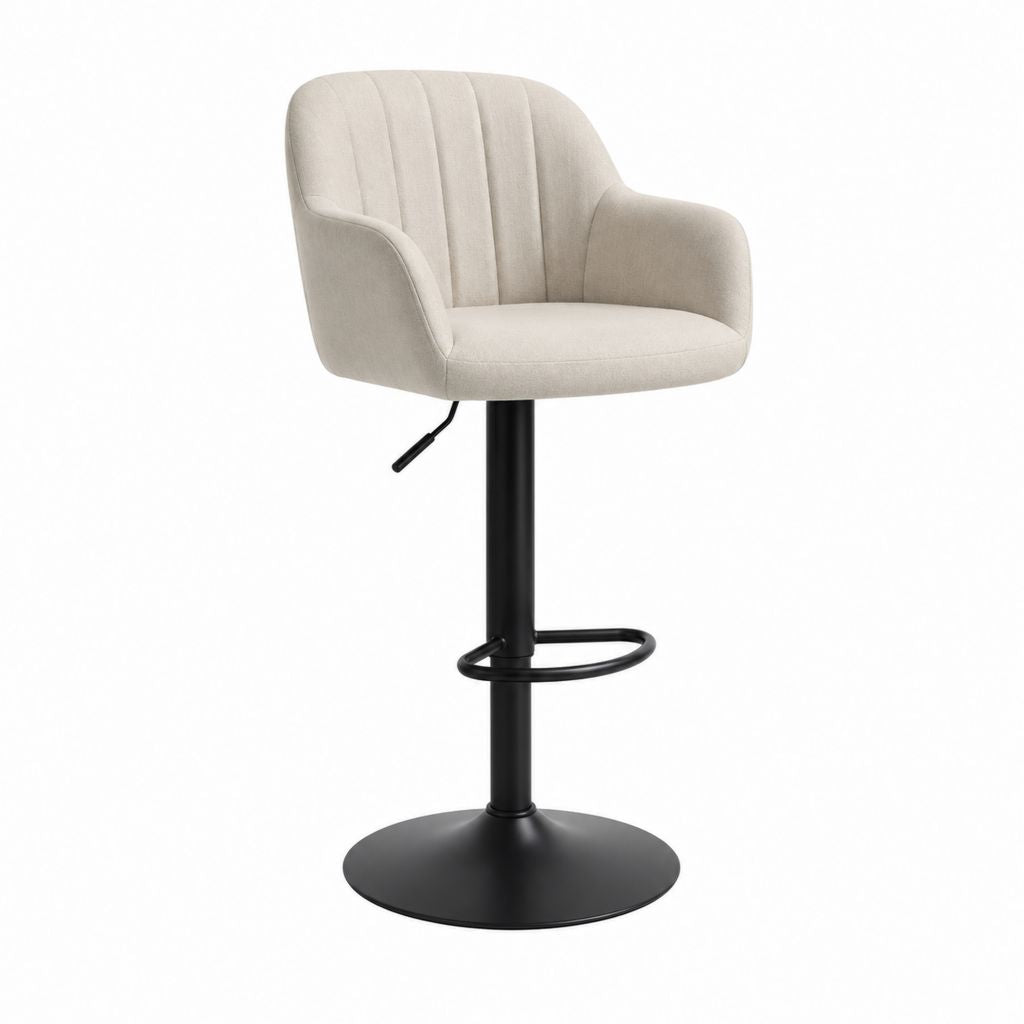 Barhocker mit Armlehnen Beige Polyester Stahl höhenverstellbar 93-114 cm