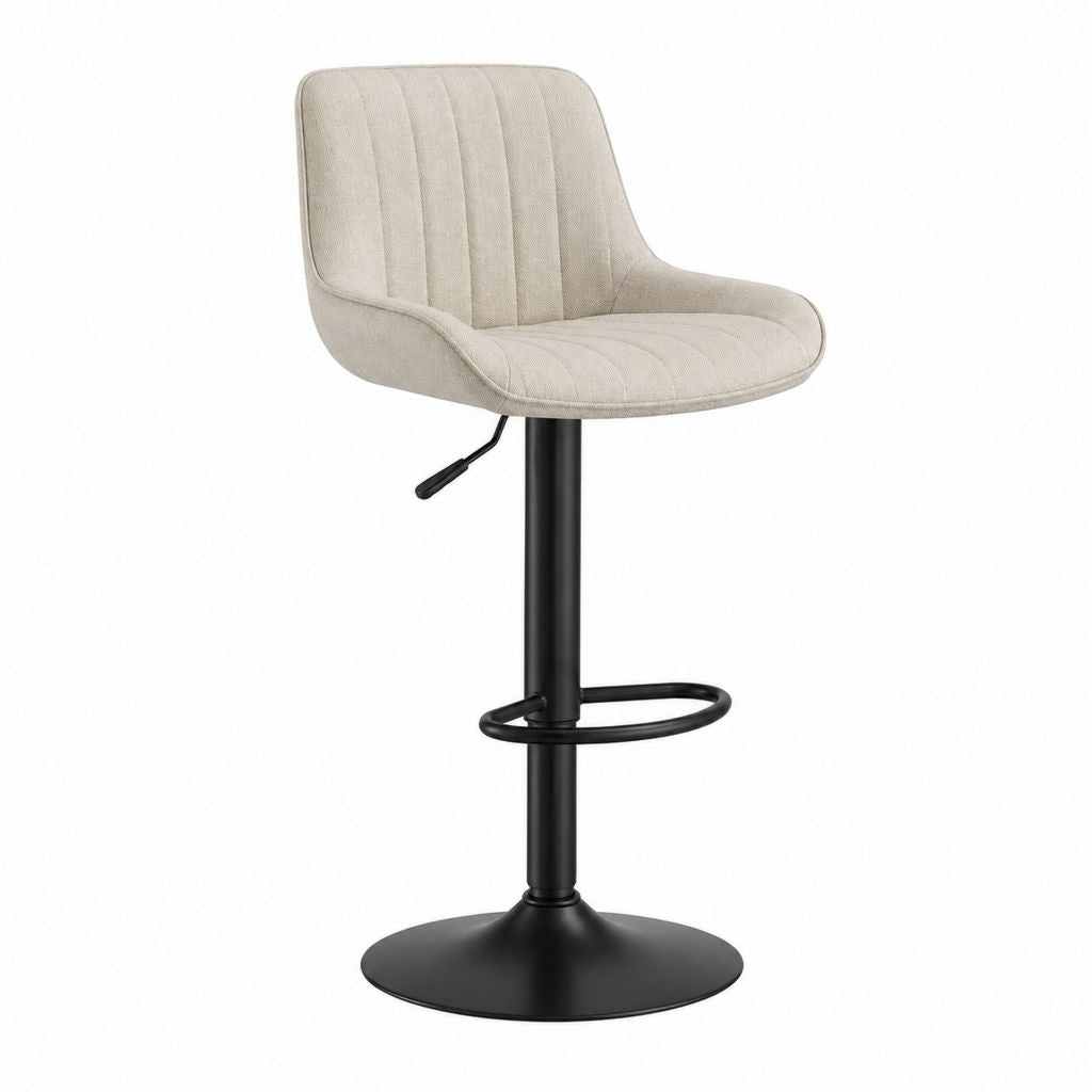 Barhocker mit Rückenlehne Beige Polyesterbezug Stahlgestell höhenverstellbar 50 x 52 x 88–109 cm