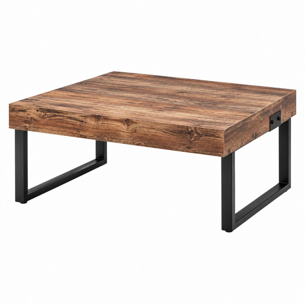 Couchtisch Braun Schwarz Holzwerkstoff Stahl rechteckig 110 x 60 x 45 cm
